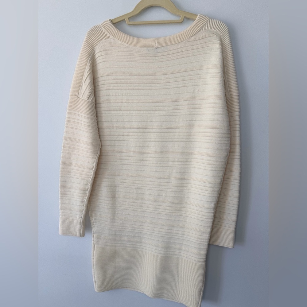Maje Cream Ribbed Sweater Dress / Long Sweater – Size 1 (US S)